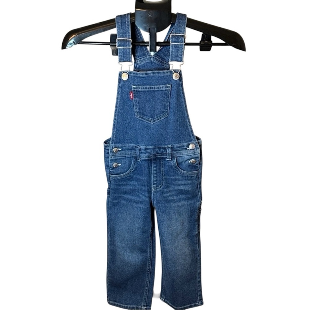 Levi’s Kids Denim Overalls Medium Wash Red Tab Carpenter Utility Pants Size 4
